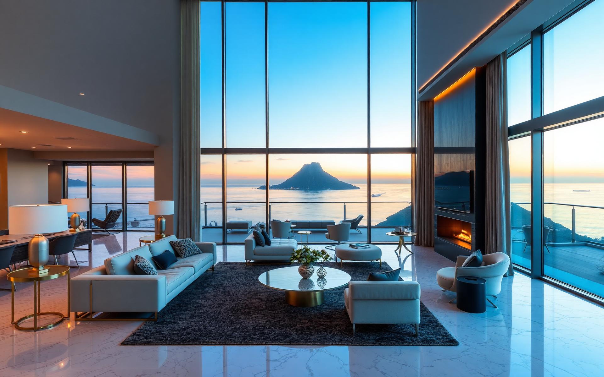 Signature Stays luxury penthouse at dusk